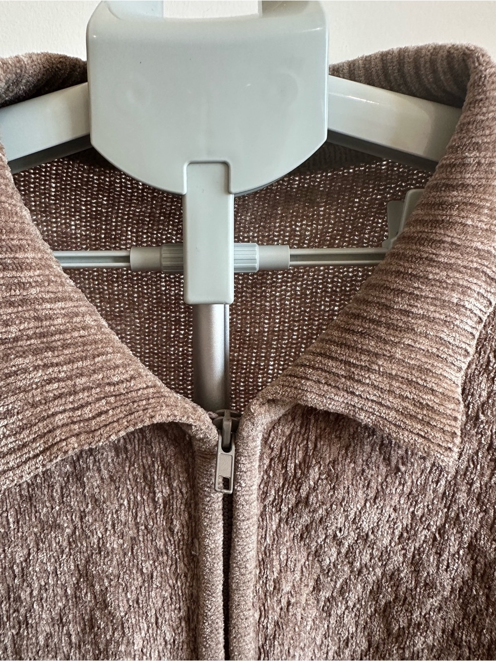 Cozy Taupe Textured Zip-Up Sweater Jacket
